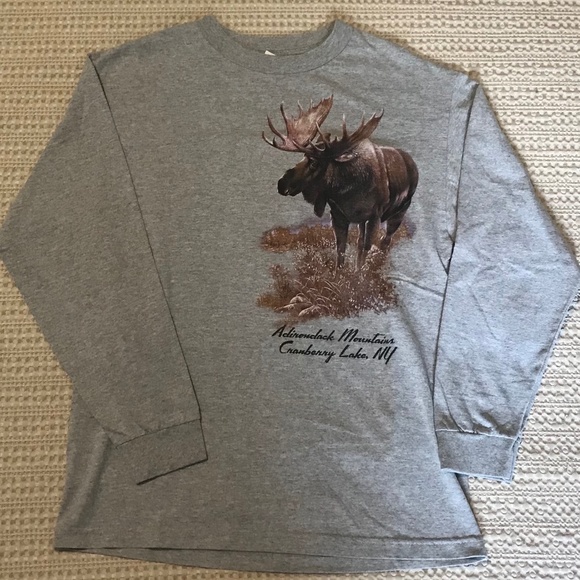 Cranberry Lake NY Moose long-sleeve t-shirt - Picture 1 of 5